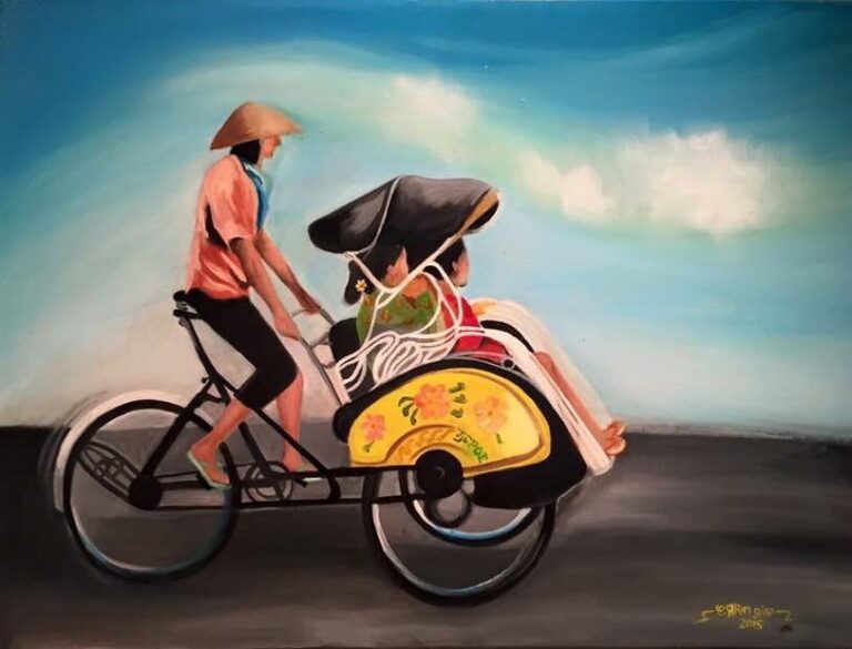 Becak, oil on canvas, 50x70cm, for sale, 500€