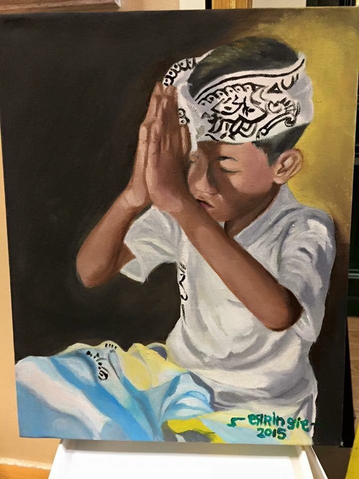 Praying, oil on canvas, 45x35cm, AVAILABLE, price 200€