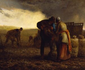 Examples of works of realism painting style Example of Realism Style: The Potato Harvest by Jean-Francois Millet
